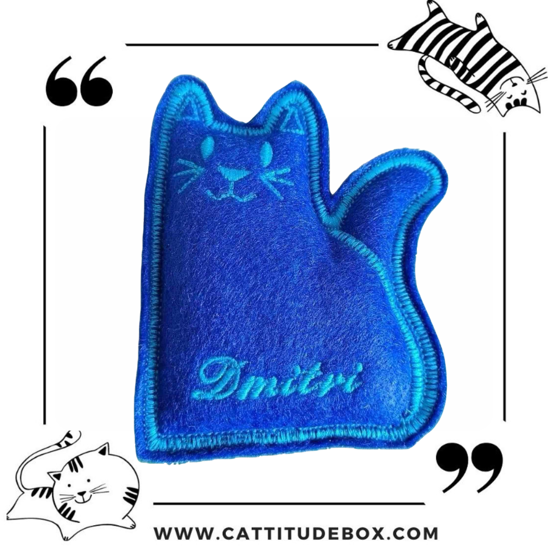 Personalised Refillable Cat Toy Blue